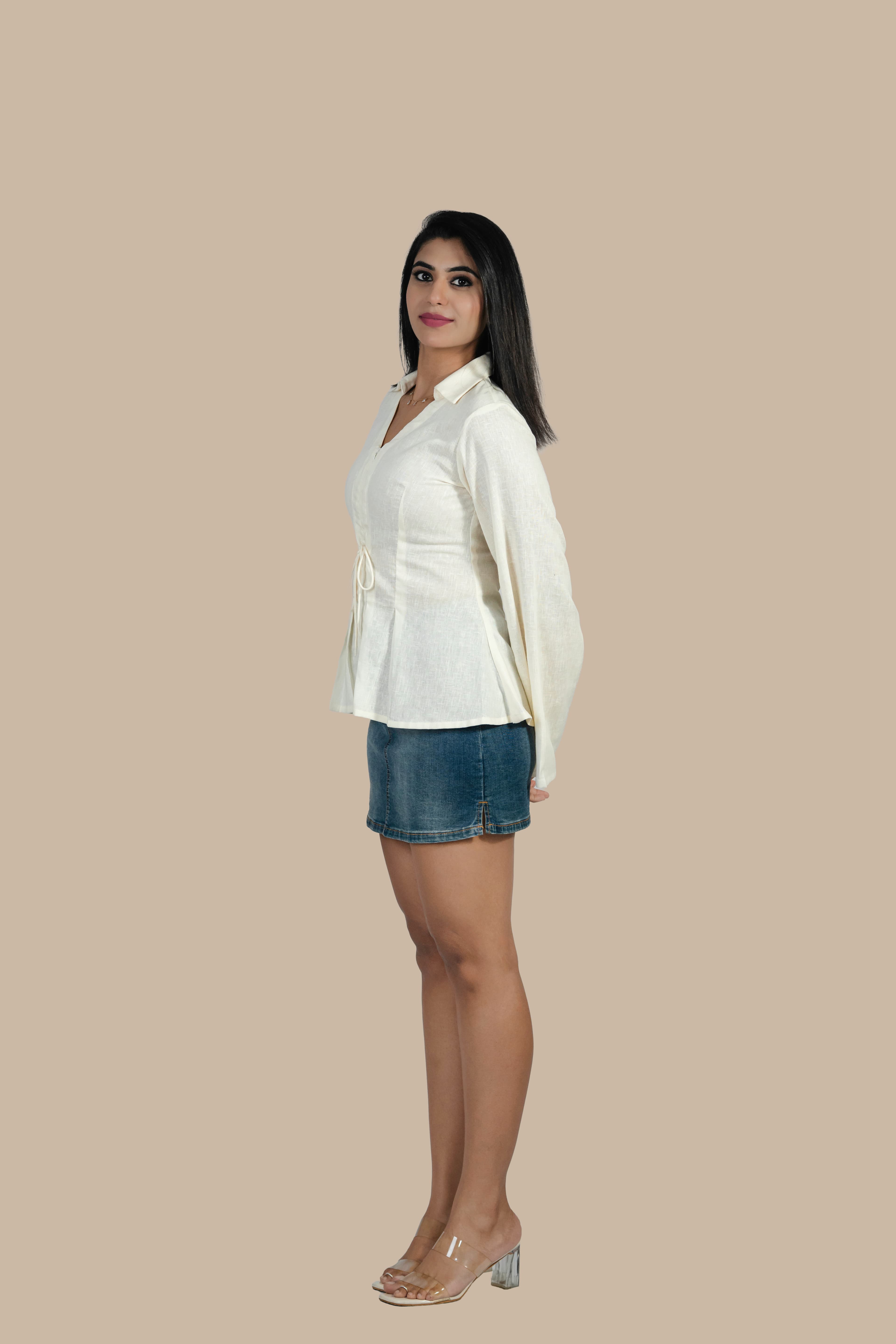 White Pleated Shirt