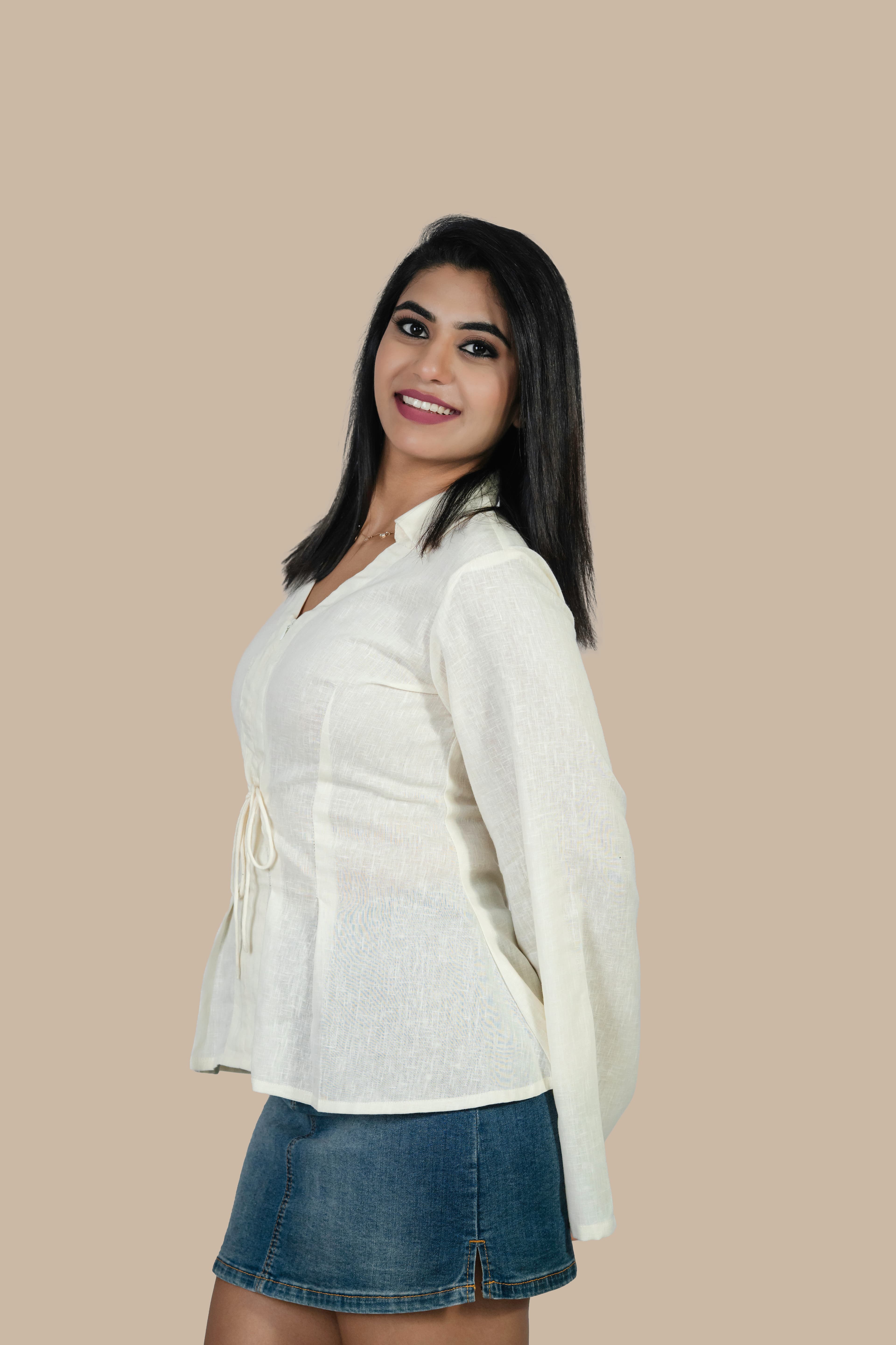 White Pleated Shirt