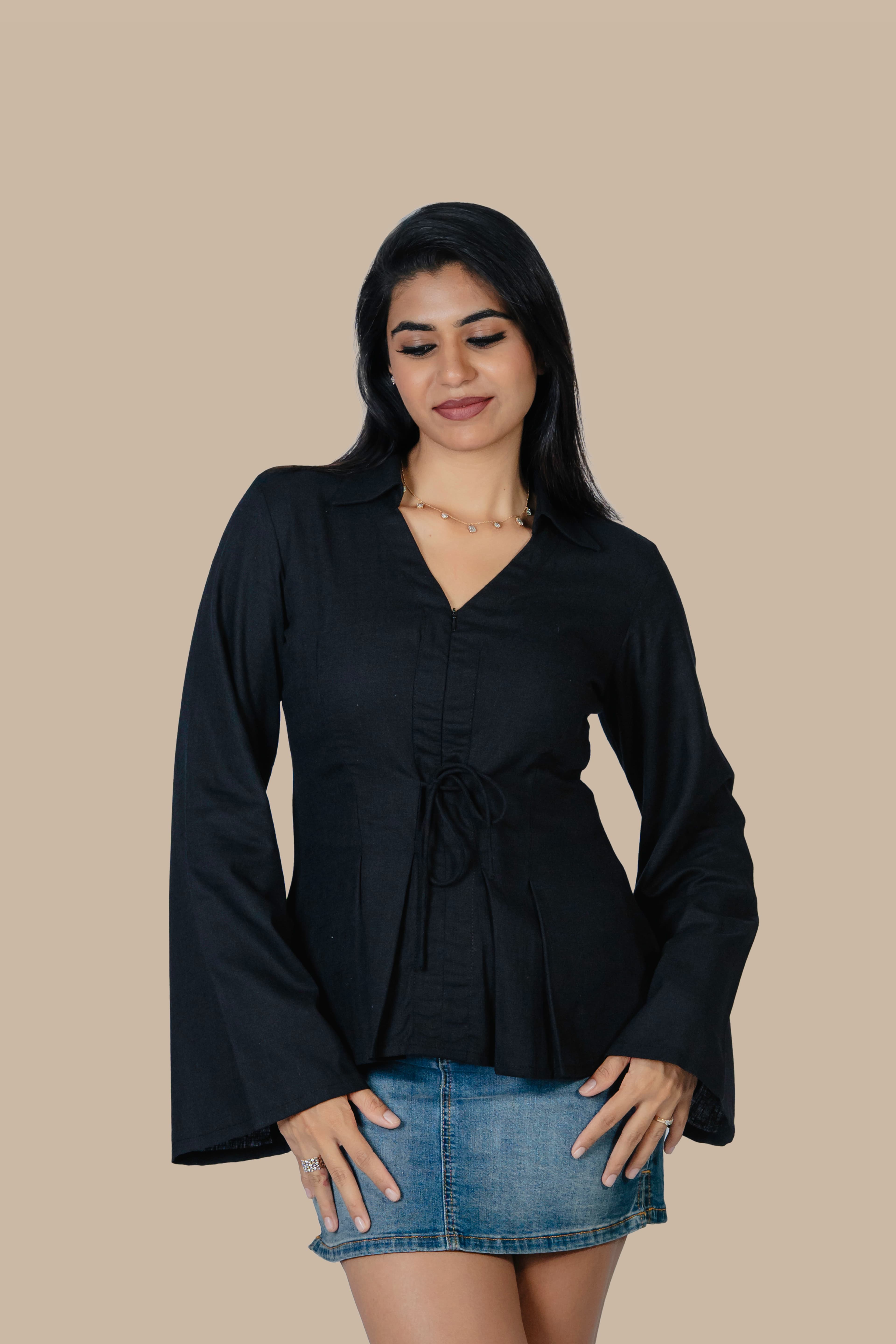 Black Pleated Shirt