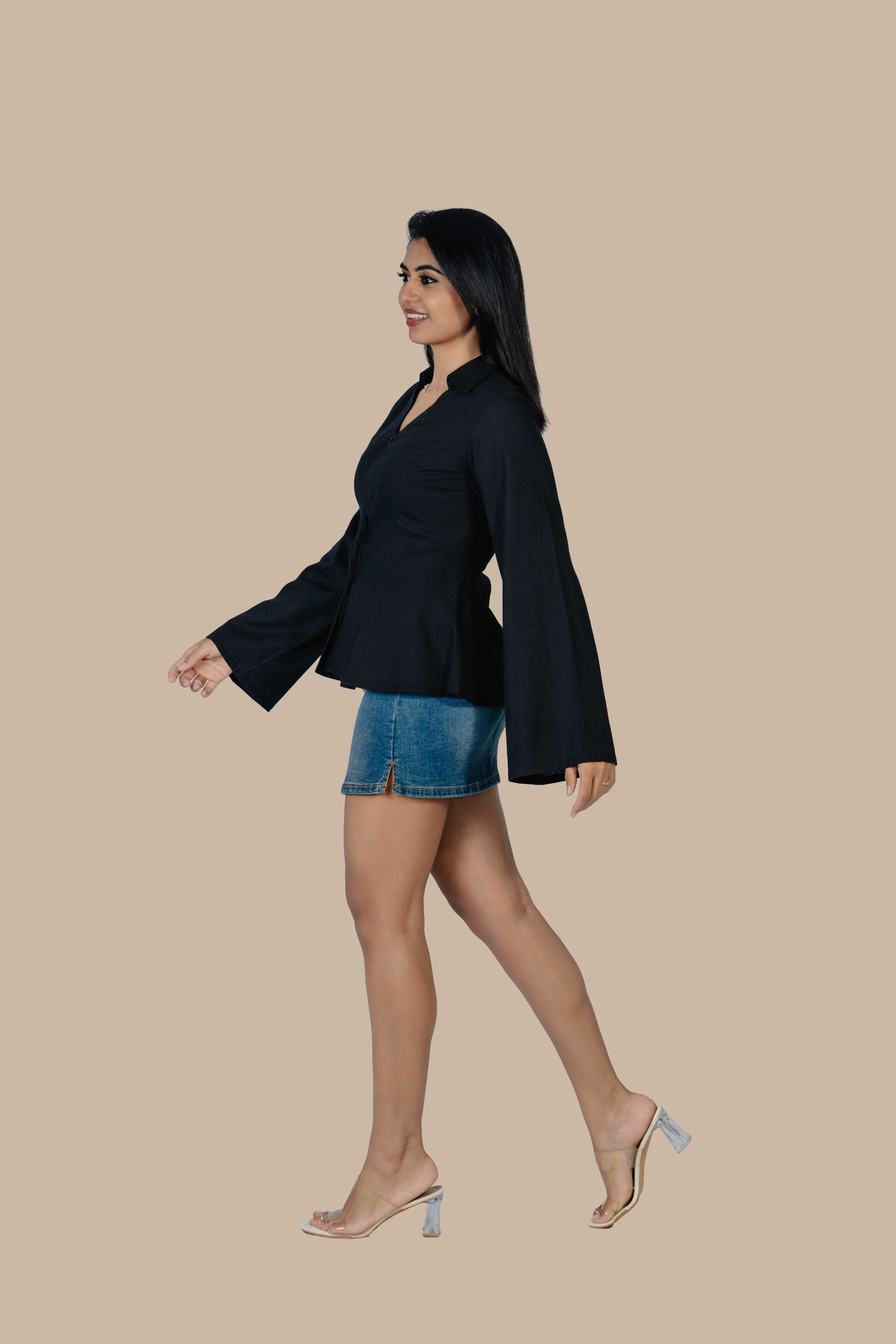 Black Pleated Shirt