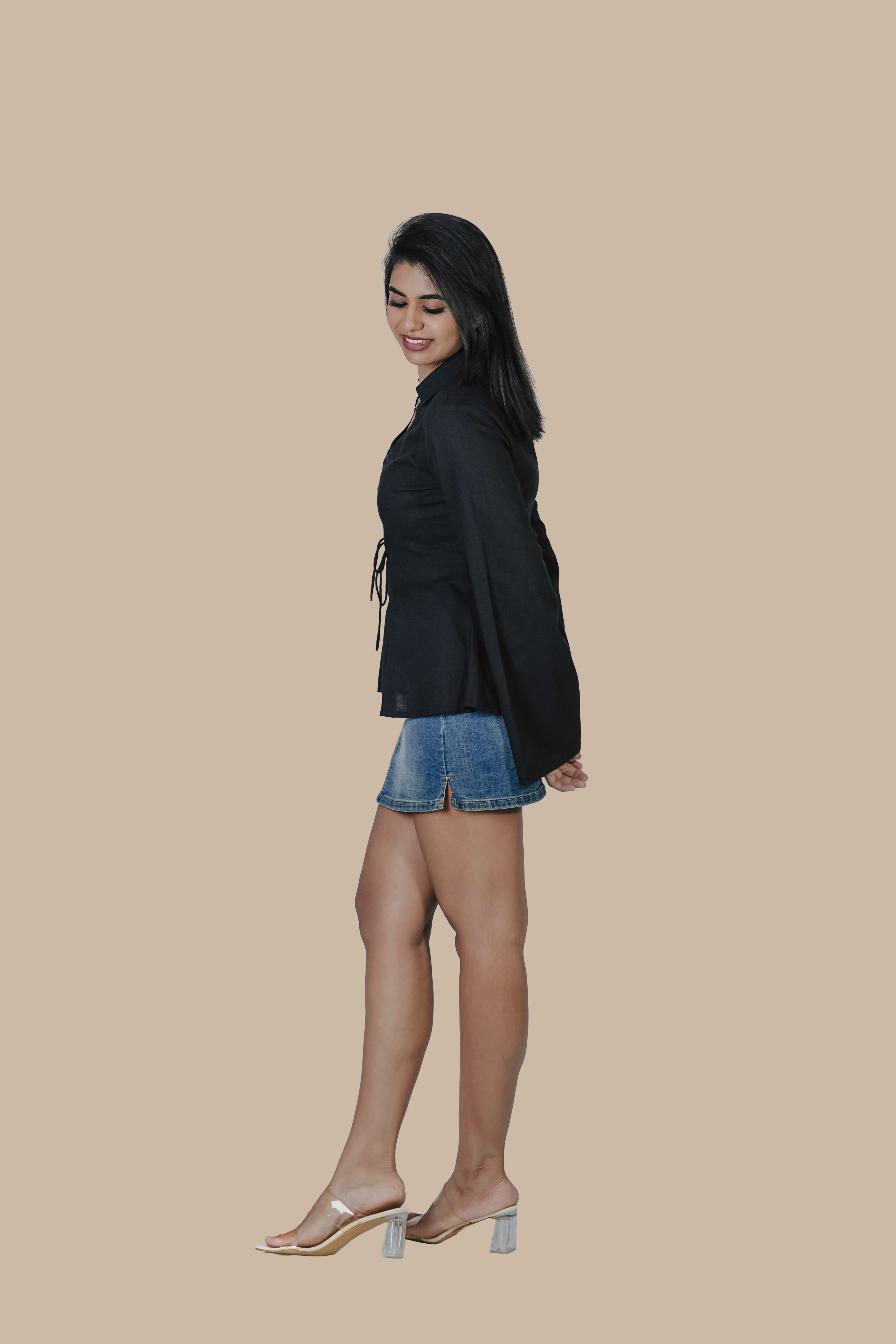 Black Pleated Shirt