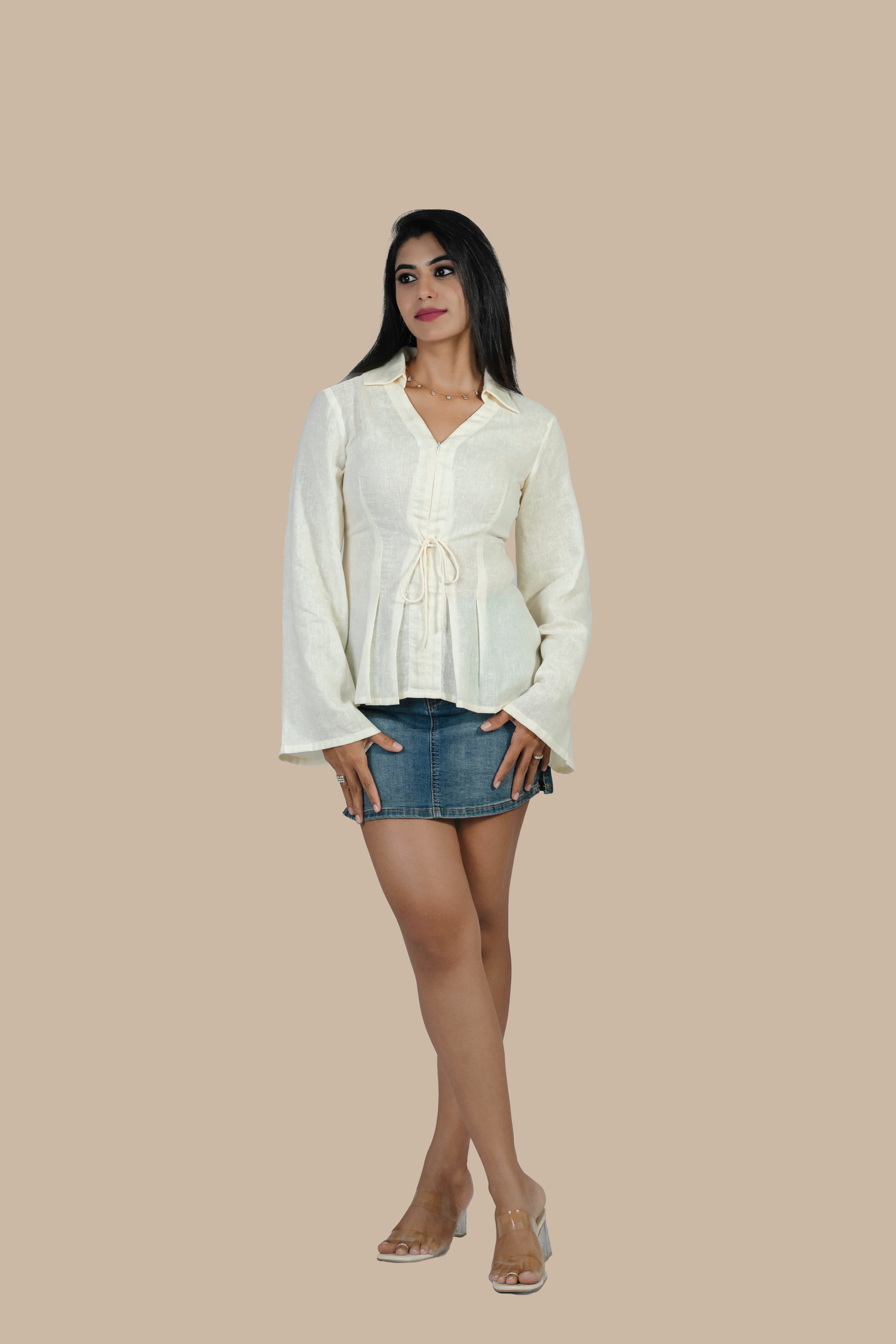 White Pleated Shirt